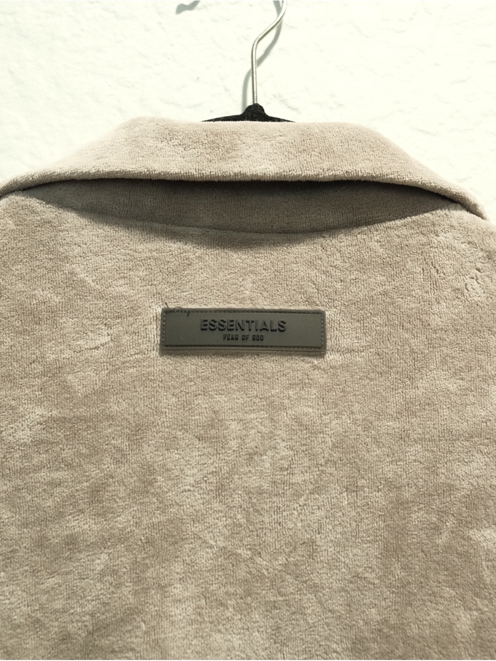 Fear of God Essentials Oversized Half Zip Velour Pullover Size XS Beige Gray - Picture 5 of 8